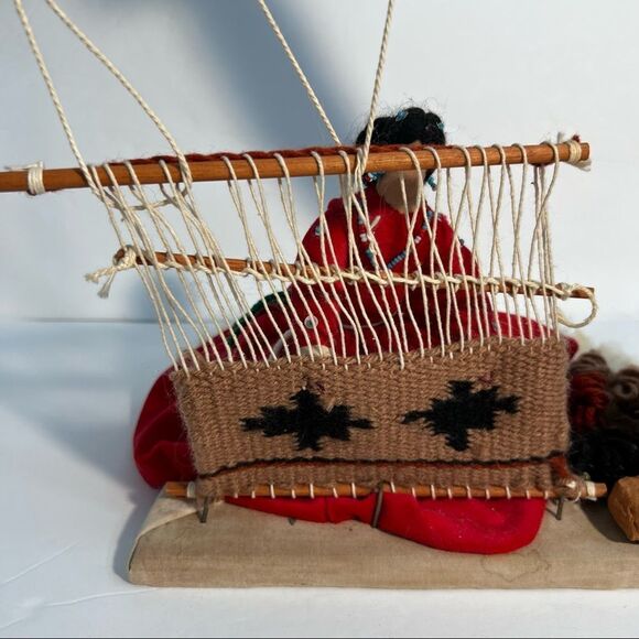 NAVAJO MINI LOOM WITH PICTORIAL WEAVING, CACRBW FIBER ART SCULPTURE VINTAGE RARE - Picture 15 of 16